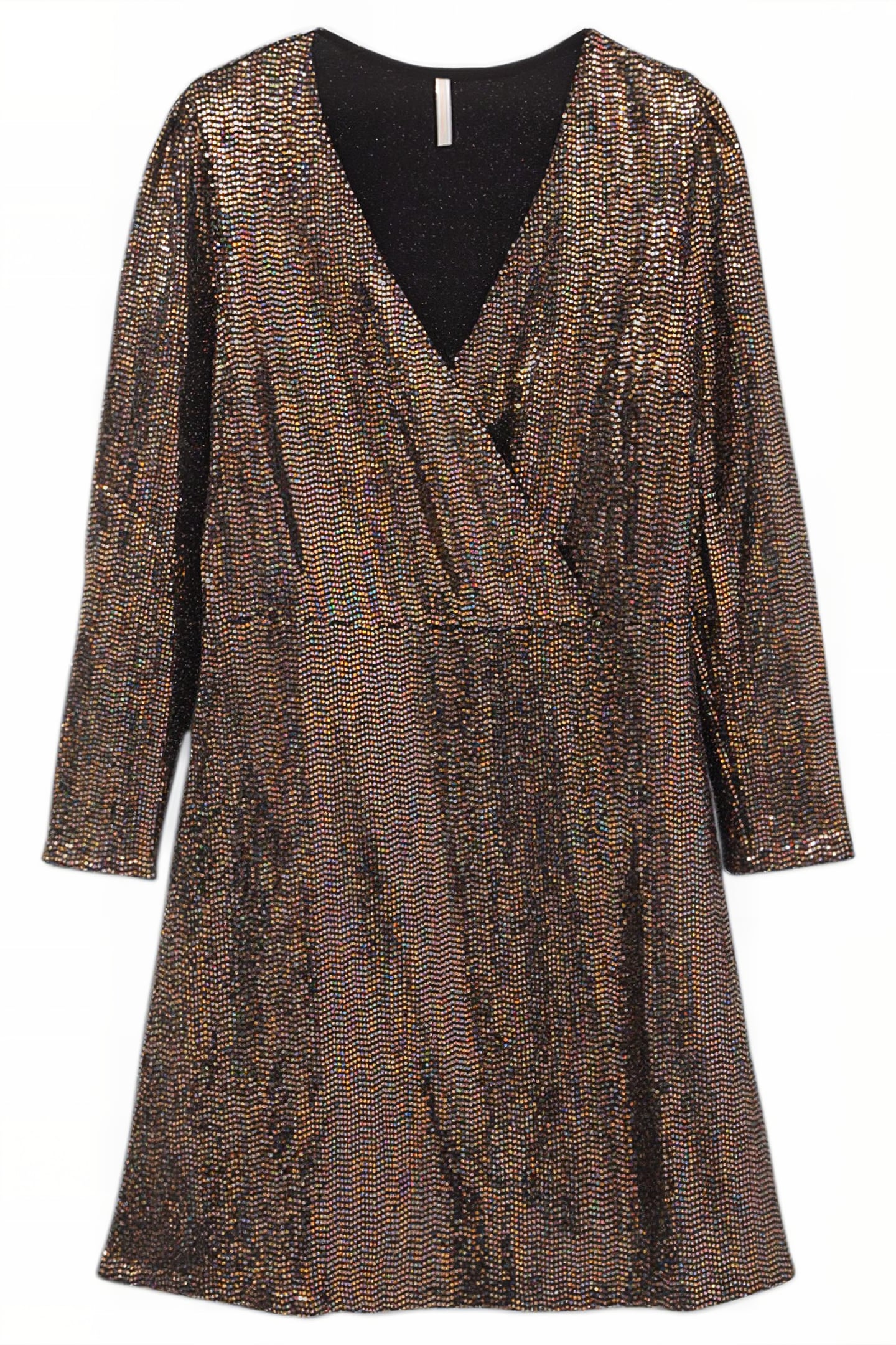 BLACK KNIT DRESS WITH METALLIC MINI POLKA DOTS 4