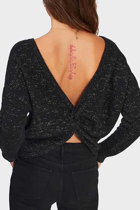 BLACK KNIT SWEATER WITH DECORATIVE BOW ON BACK 5