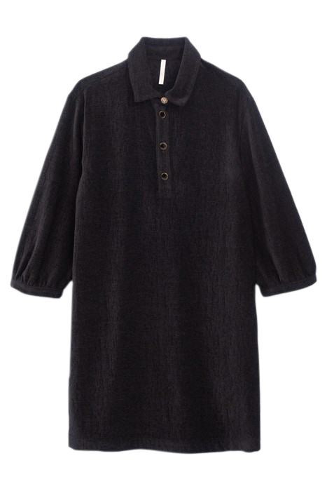 BLACK TEXTURED VELVET DRESS 4