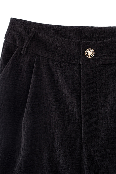 BLACK TEXTURED VELVET SHORTS 8