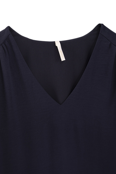 NAVY DRESS WITH DRAPED CUFFS 2