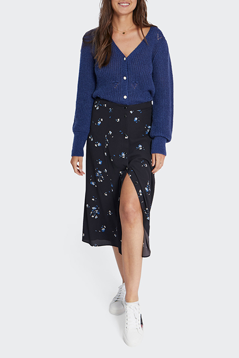 BLACK FLORAL BOUQUET PRINT MIDI-SKIRT 2