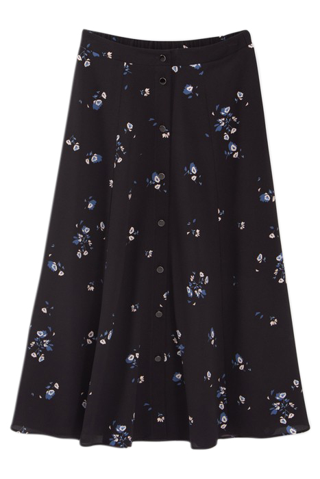 BLACK FLORAL BOUQUET PRINT MIDI-SKIRT 4