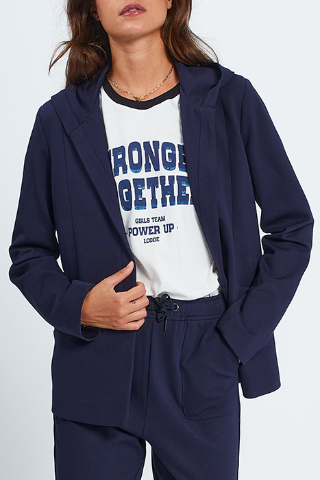 NAVY HOODED SUIT JACKET 4
