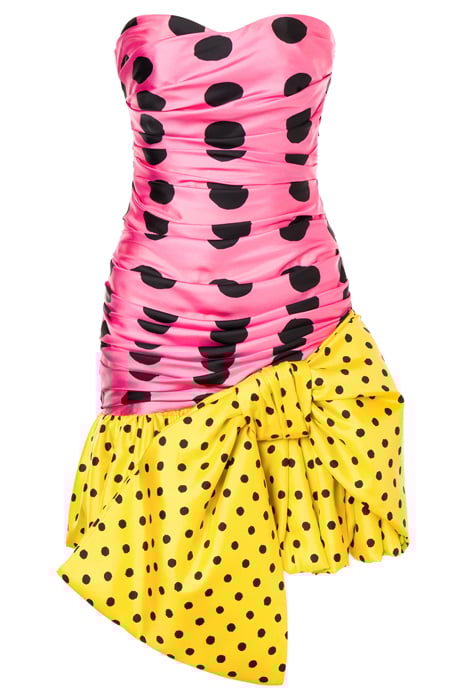 PATCHWORK POLKA DOTS SILK TWILL DRESS PINK 3