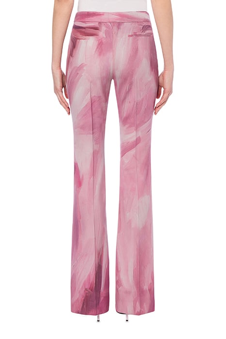 PAINTING WOOL SATIN FLARE TROUSERS PINK 2