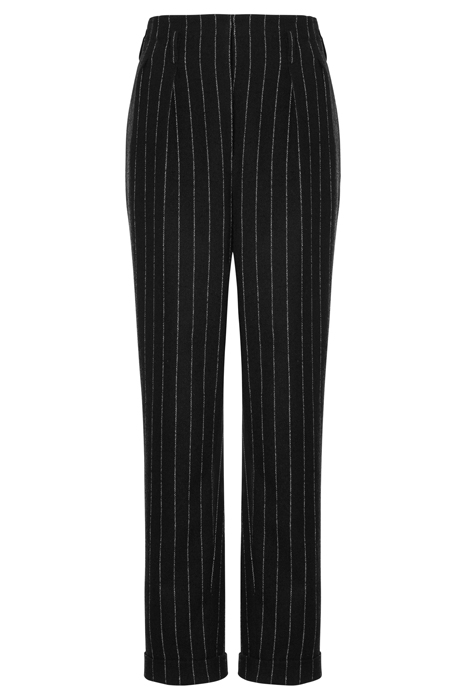 STRETCH WOOL PINSTRIPE TROUSERS BLACK 3
