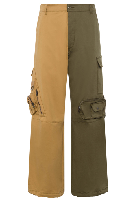 TWO-TONE CARGO TROUSERS IN MATT SATIN BEIGE 3