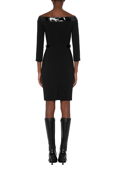 BONDAGE BUCKLE STRETCH CADY DRESS BLACK 2
