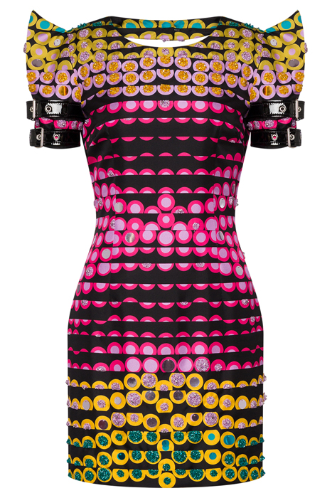 EMBROIDERED POLKA DOTS SILK TWILL DRESS BLACK 3