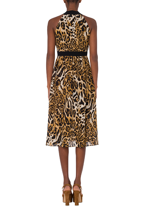 DRESS WITH LEOPARD PRINT KNITTED INSERTS BEIGE 2