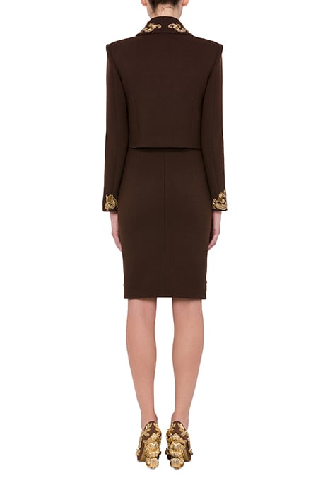 CROPPED CRÊPE JACKET HANDLE WITH CARE BROWN 2