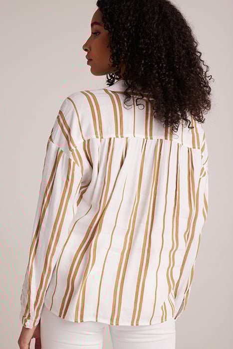 SHIRRED SHOULDER PULLOVER REDWOOD STRIPE 2