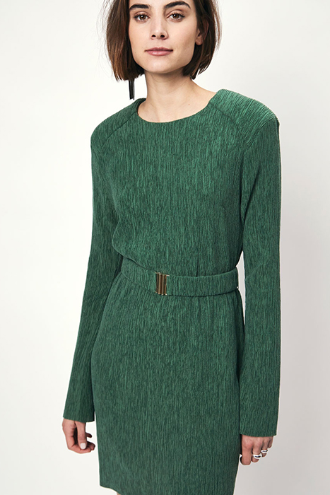 ANOUR PLISSÉ MINI DRESS DEEP EMERALD 4