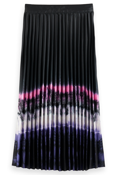 PRINTED PLEATED HIGH RISE MIDI SKIRT DIP DYE STRIPE 5