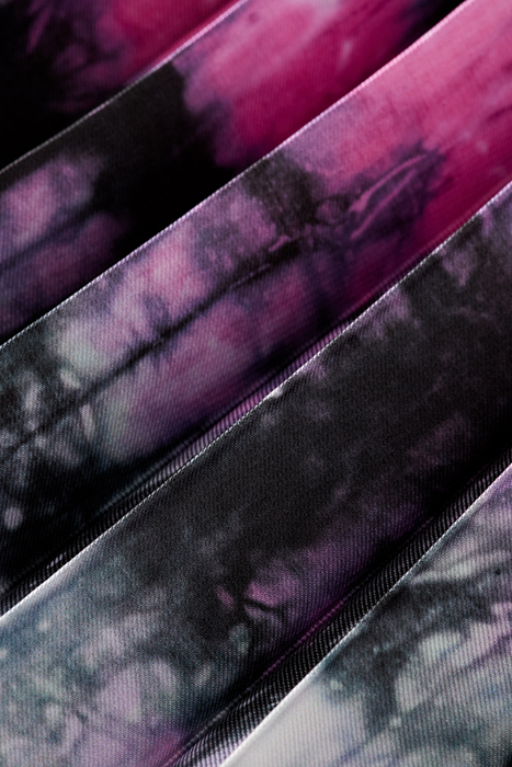 PRINTED PLEATED HIGH RISE MIDI SKIRT DIP DYE STRIPE 8