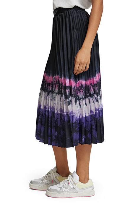 PRINTED PLEATED HIGH RISE MIDI SKIRT DIP DYE STRIPE 6
