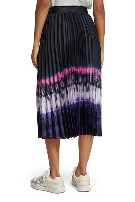 PRINTED PLEATED HIGH RISE MIDI SKIRT DIP DYE STRIPE 2