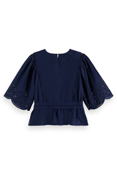 BROIDERIE ANGLAISE TOP NAVY BLUE 2