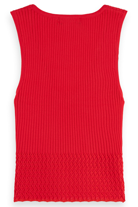 POINTELLE KNITTED TANK LIPSTICK RED 2