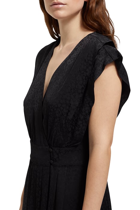 SLEEVELESS VISCOSE WRAP DRESS BLACK 7