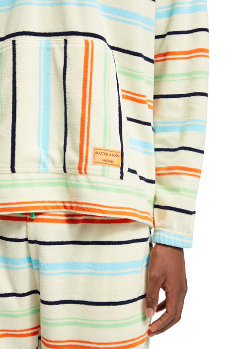 TOWELLING STRIPED HOODIE MULTICOLOUR STRIPE 7