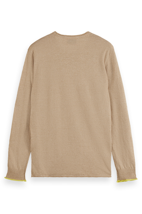 LINEN COTTON BLEND CREW NECK SEASTONE 2