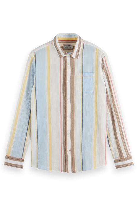 CRINKLED VOILE STRIPE SHIRT MULTI STRIPE 4