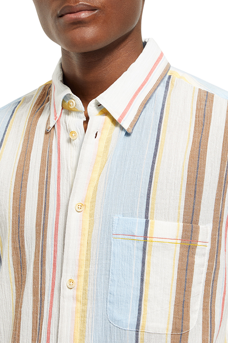 CRINKLED VOILE STRIPE SHIRT MULTI STRIPE 6
