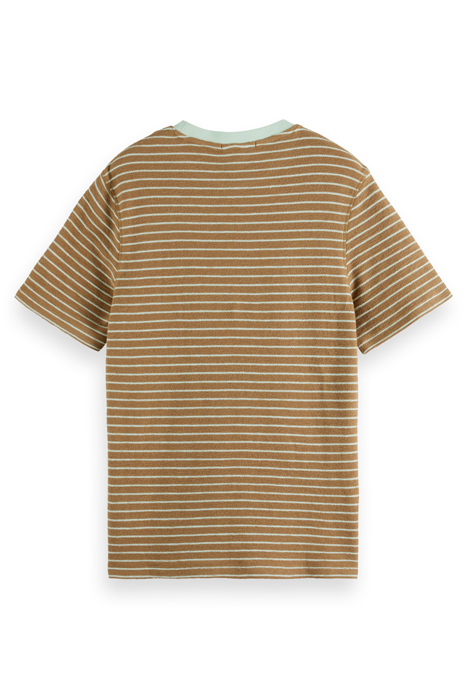 STRUCTURED STRIPED T-SHIRT TAUPE/ SEA FOAM 2