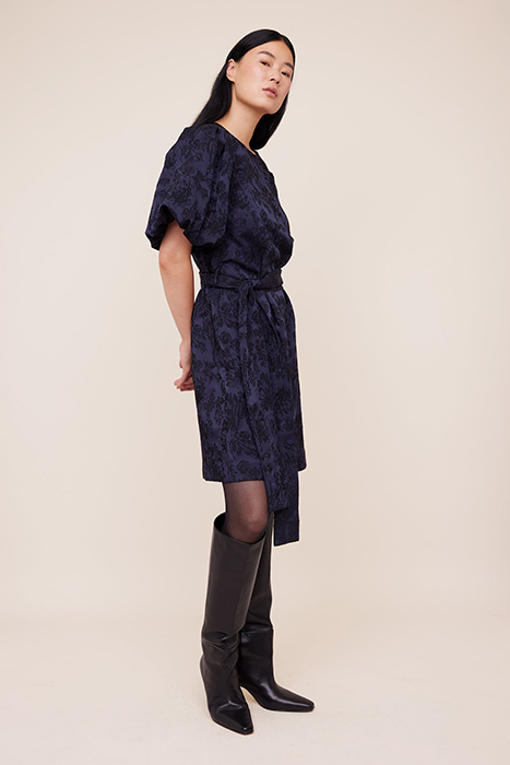 JACQUARD DRESS WITH BELT DARK SAPPHIRE / BLACK 4
