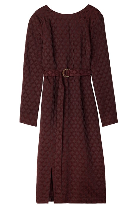 V JACQUARD DRESS BROWN SYRAH 3