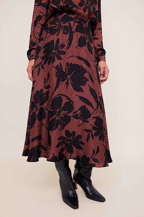 BIG FLORAL SKIRT CHOCOLATE FONDANT / BLACK 1