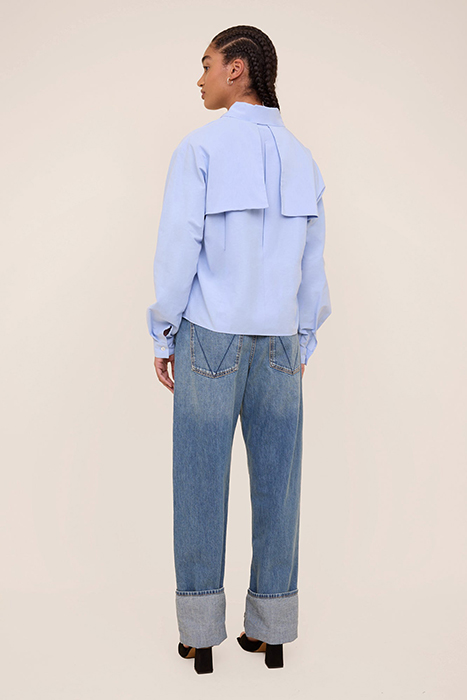 PLEAT BACK BLOUSE LIGHT SEA BLUE 2