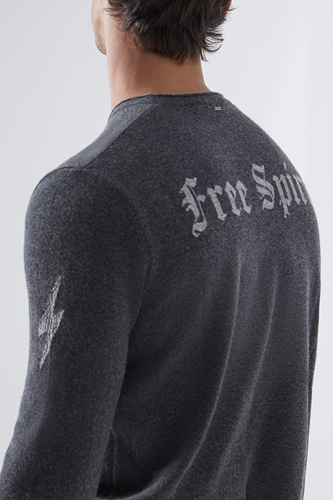 CHARCOAL KNIT SWEATER WITH SLOGAN ON BACK ANTHRACITE 6