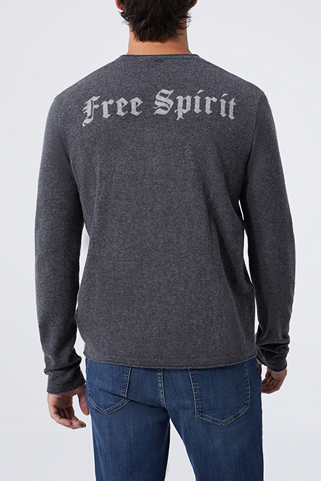 CHARCOAL KNIT SWEATER WITH SLOGAN ON BACK ANTHRACITE 2