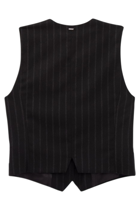 BLACK PINSTRIPE SUIT WAISTCOAT BLACK 4