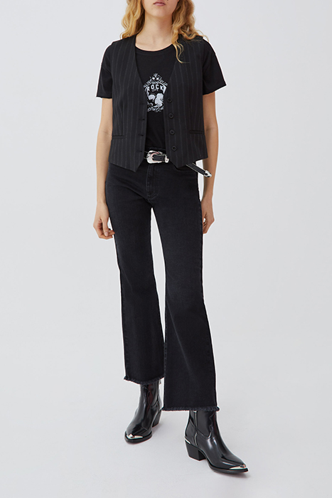 BLACK PINSTRIPE SUIT WAISTCOAT BLACK 2