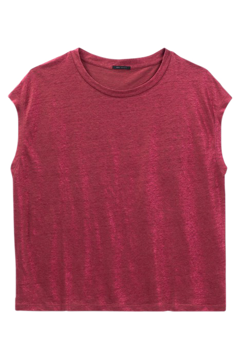BURGUNDY IRIDESCENT EMBROIDERED LINEN KNIT T-SHIRT CAMELIA 4
