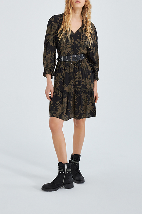 BLACK LILY PRINT DRESS BLACK 3