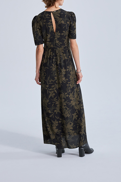 BLACK LILY PRINT LONG DRESS BLACK 2