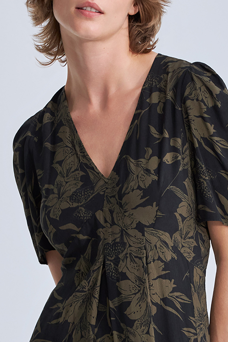 BLACK LILY PRINT LONG DRESS BLACK 3