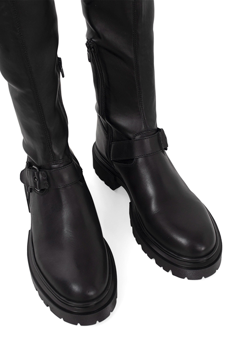 BLACK THIGH-HIGH BOOTS WITH LUGGED SOLES BLACK 4