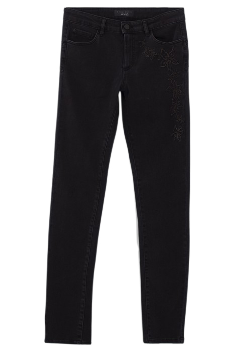 BLACK EMBROIDERED FLOWERS SCULPT-UP SLIM JEANS BLACK 4