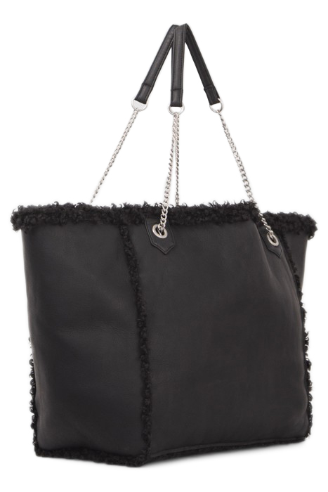 BLACK REVERSIBLE OVERSIZED FURRY TOTE BAG BLACK 2