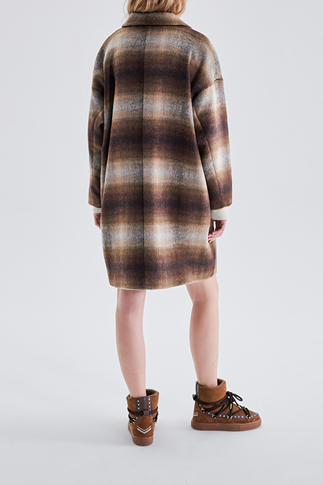 SIENNA BLURRED CHECK WOOL FABRIC COAT CAMEL 2