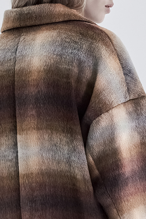 SIENNA BLURRED CHECK WOOL FABRIC COAT CAMEL 4