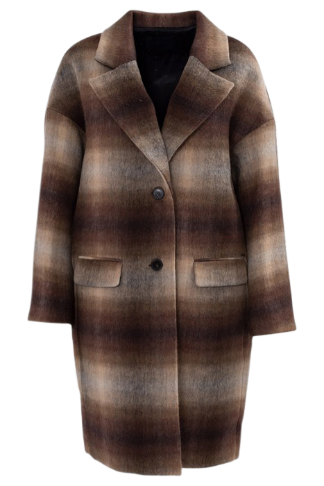 SIENNA BLURRED CHECK WOOL FABRIC COAT CAMEL 3