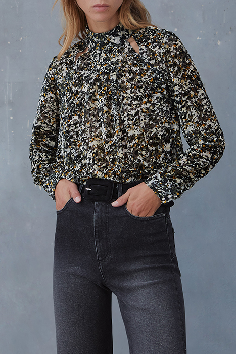 PURE EDITION- BLACK TACHIST ROCK DÉVORÉ BLOUSE BLACK 5