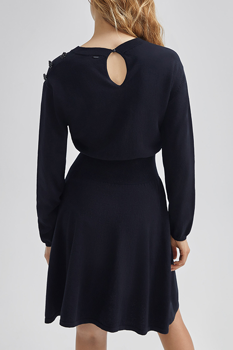 BLACK SWEATER DRESS WITH DIAMANTE BUTTONS BLACK 2